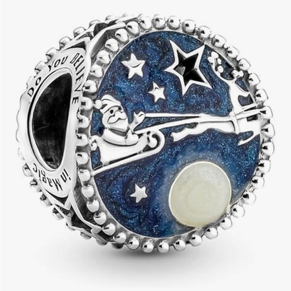 Christmas slide charm with Santa and sleigh Sterling 925 stamped fits Pandora - Picture 1 of 3